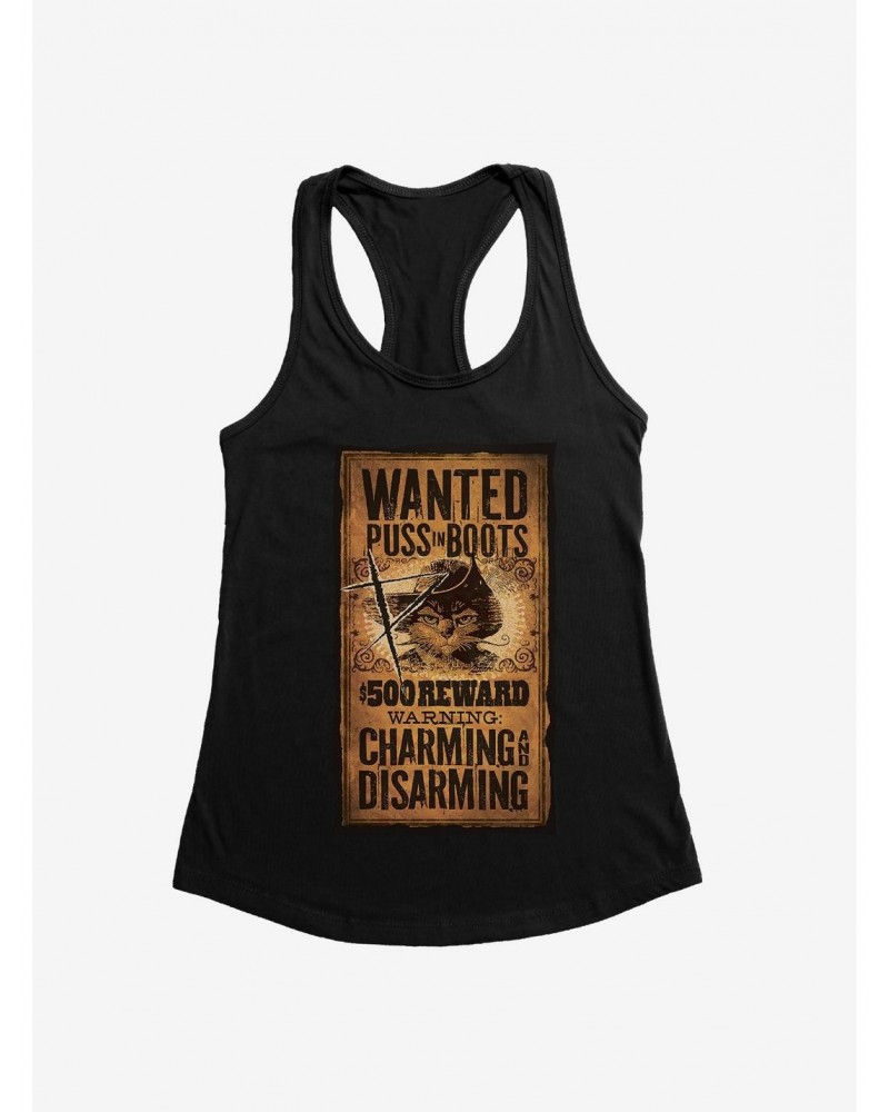 Puss In Boots Scratched Wanted Poster Girls Tank $9.96 Tanks