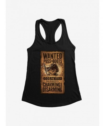 Puss In Boots Scratched Wanted Poster Girls Tank $9.96 Tanks