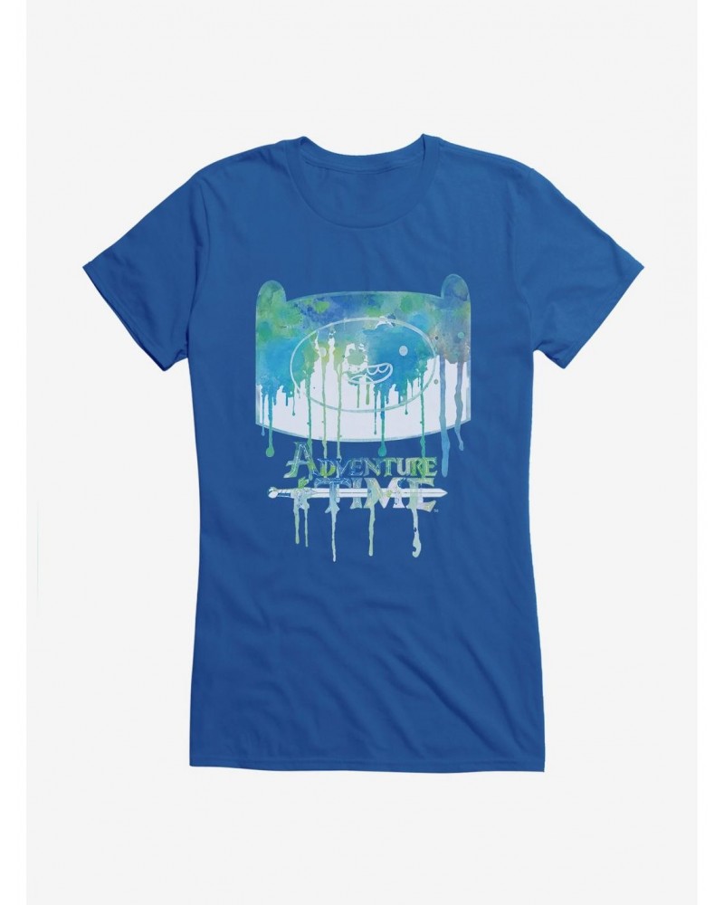 Adventure Time Finn Watercolors Drip Girls T-Shirt $6.37 T-Shirts