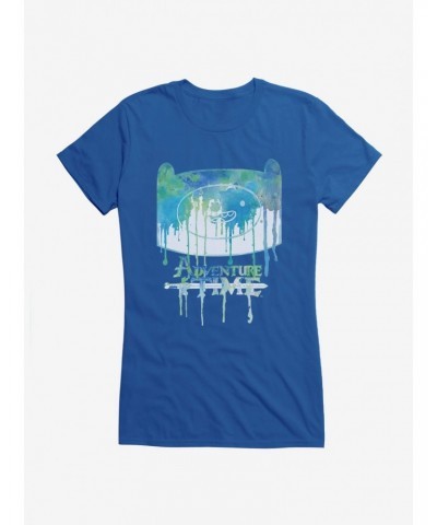 Adventure Time Finn Watercolors Drip Girls T-Shirt $6.37 T-Shirts