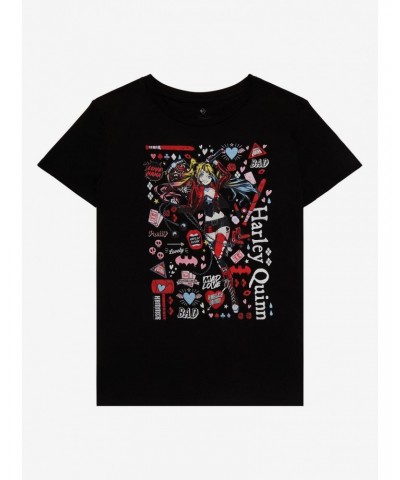 DC Comics Harley Quinn Illustration Icons Boyfriend Fit Girls T-Shirt $9.96 T-Shirts