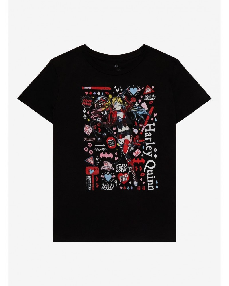 DC Comics Harley Quinn Illustration Icons Boyfriend Fit Girls T-Shirt $9.96 T-Shirts