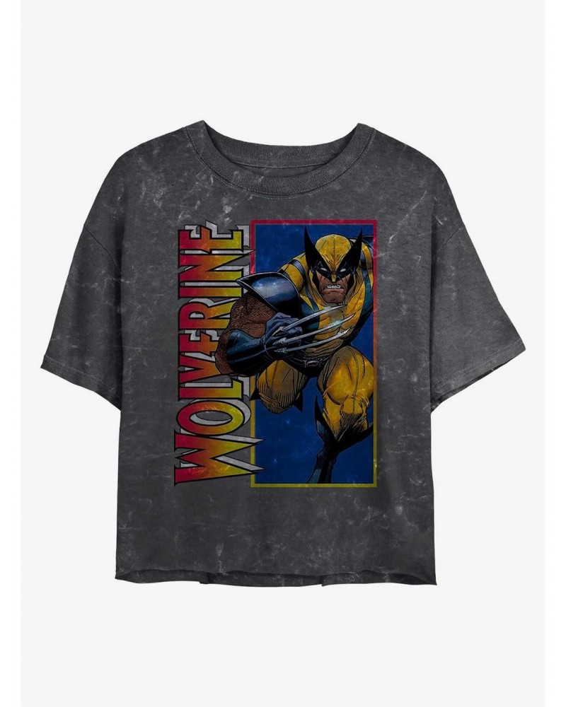 Marvel Wolverine Classic Wolverine Mineral Wash Crop Girls T-Shirt $7.34 T-Shirts