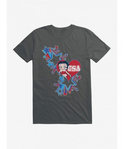 Betty Boop USA Blue Heart and Stars T-Shirt $8.80 T-Shirts