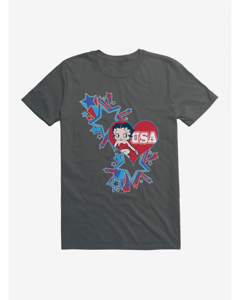 Betty Boop USA Blue Heart and Stars T-Shirt $8.80 T-Shirts