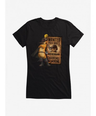 Puss In Boots Wanted Poster Girls T-Shirt $6.18 T-Shirts