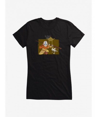 Avatar: The Last Airbender Aang And Momo Girls T-Shirt $6.97 T-Shirts