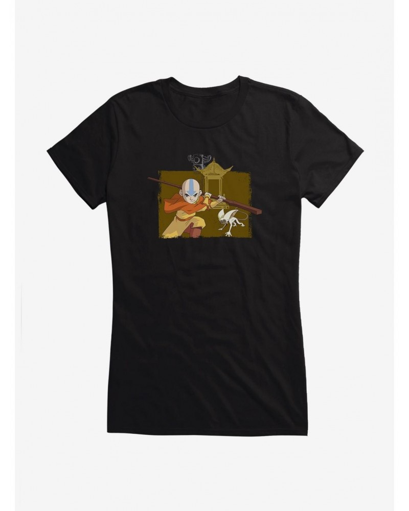 Avatar: The Last Airbender Aang And Momo Girls T-Shirt $6.97 T-Shirts