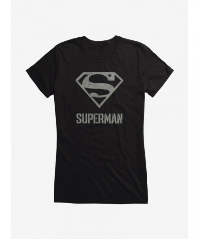 DC Comics Superman Grayscale Logo Girls T-Shirt $6.37 T-Shirts