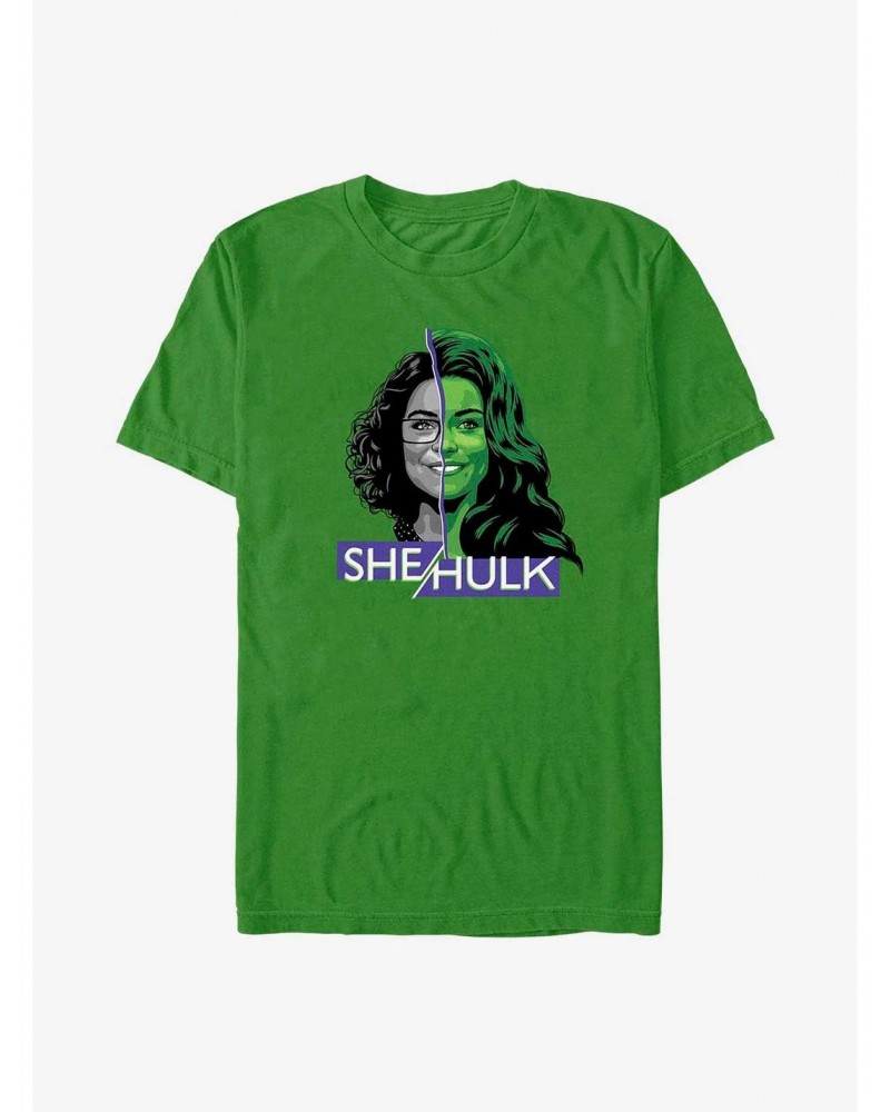 Marvel She-Hulk: Attorney At Law Face Split T-Shirt $11.23 T-Shirts