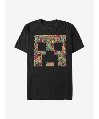 Minecraft Creeper Face Collage T-Shirt $5.74 T-Shirts