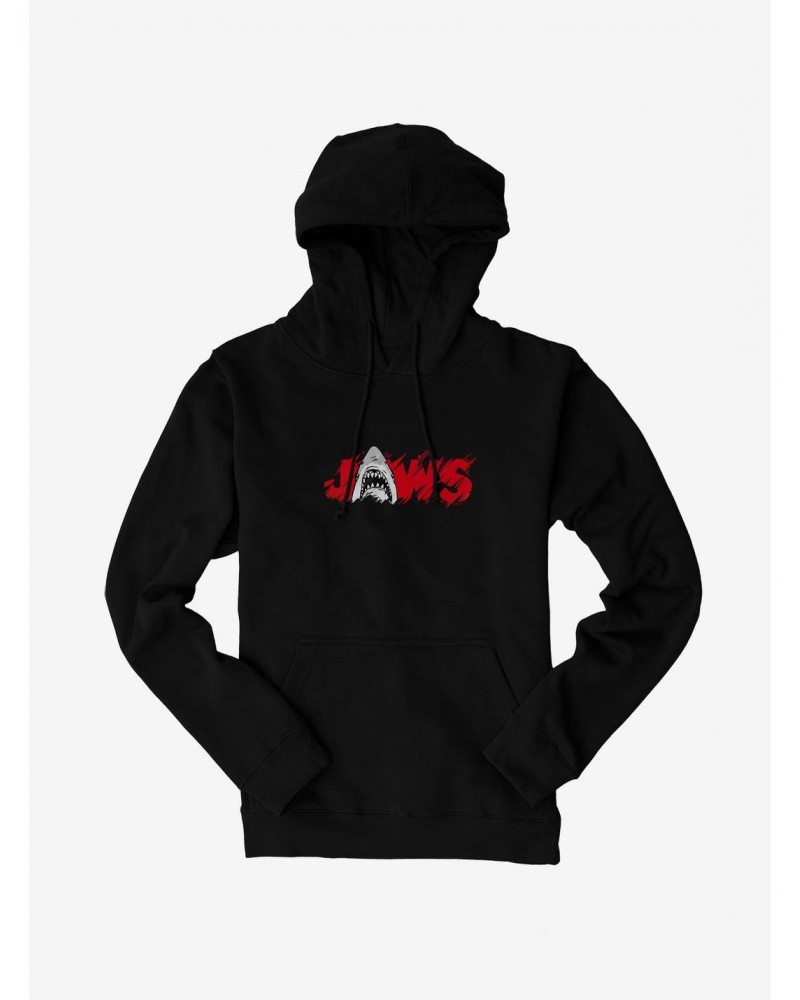 Universal Jaws Font Red Shark Hoodie $14.37 Hoodies