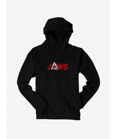 Universal Jaws Font Red Shark Hoodie $14.37 Hoodies