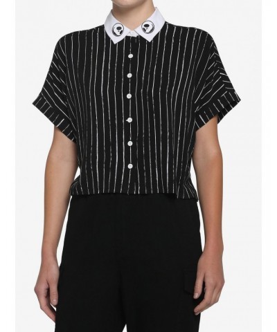 The Nightmare Before Christmas Jack Pinstripe Girls Woven Button-Up $5.39 Button-Up