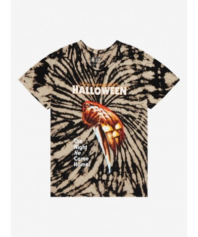 Halloween Pumpkin Knife Tie-Dye Boyfriend Fit Girls T-Shirt Plus Size $11.84 T-Shirts