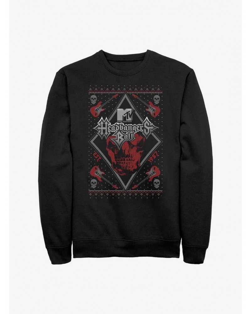 MTV Ugly Holiday Headbangers Ball Sweater Crew Sweatshirt $12.99 Sweatshirts