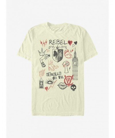 Disney Cruella Rebel Queen Doodles T-Shirt $11.23 T-Shirts