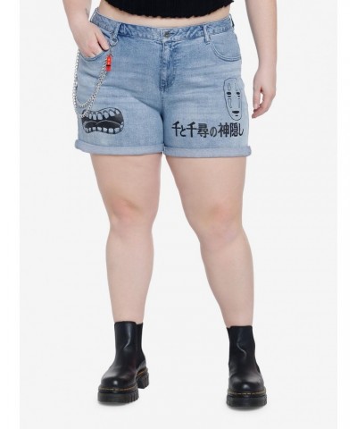 Studio Ghibli Spirited Away No-Face Mom Shorts Plus Size $17.56 Shorts