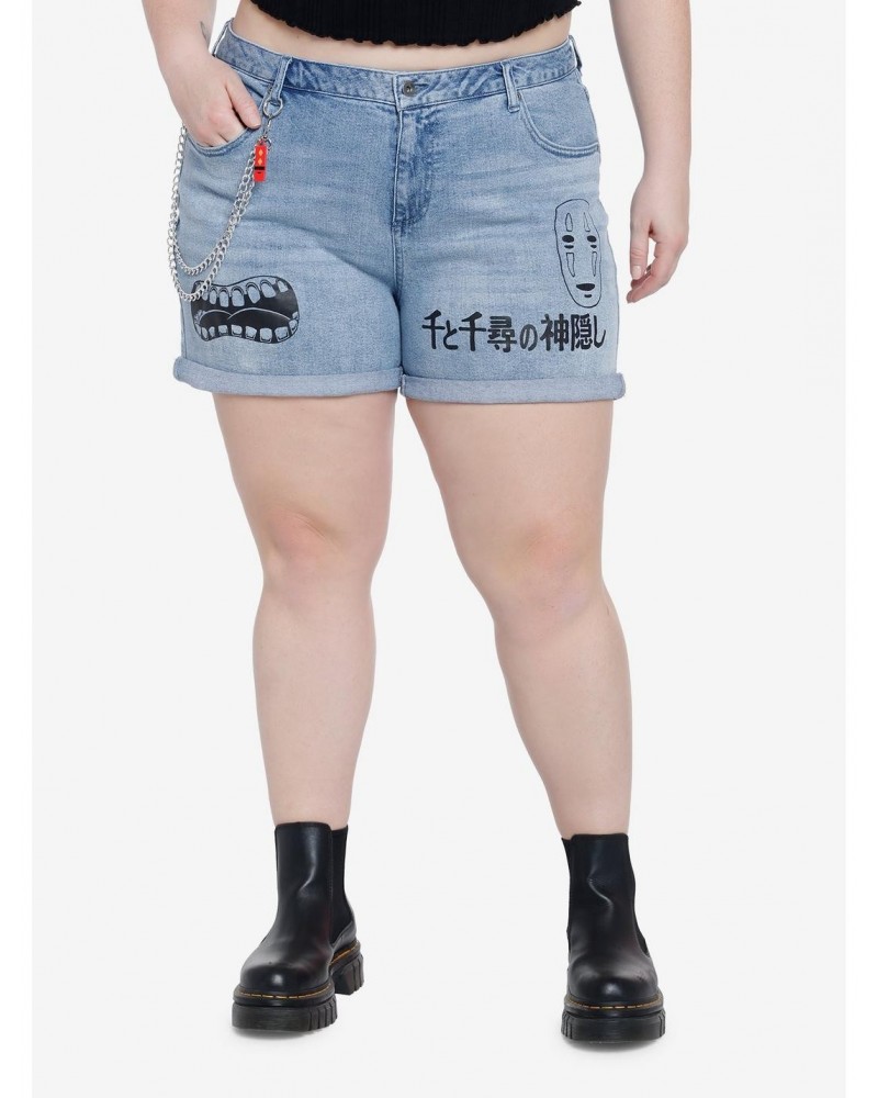 Studio Ghibli Spirited Away No-Face Mom Shorts Plus Size $17.56 Shorts