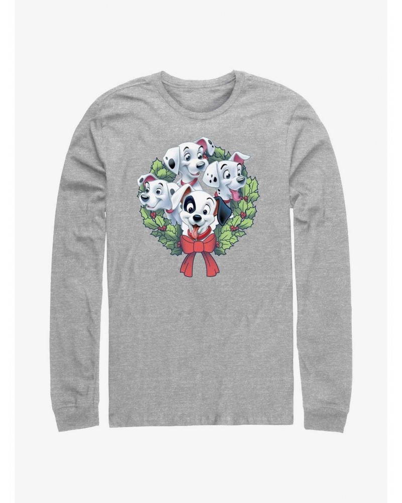 Disney 101 Dalmatians Puppy Christmas Wreath Long-Sleeve T-Shirt $12.63 T-Shirts