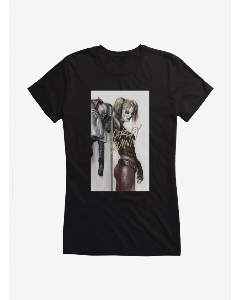 DC Comics Batman Harley Quinn Sketch Portrait Girls T-Shirt $8.96 T-Shirts