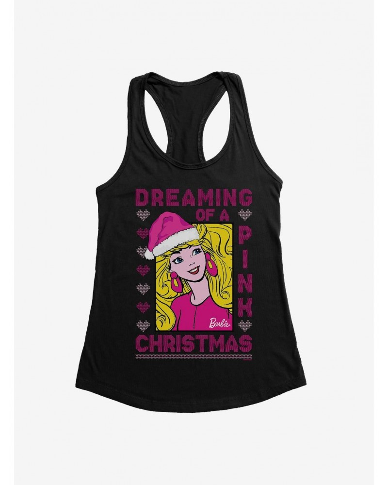 Barbie Dreaming Of A Pink Ugly Christmas Pattern Girls Tank $8.96 Tanks