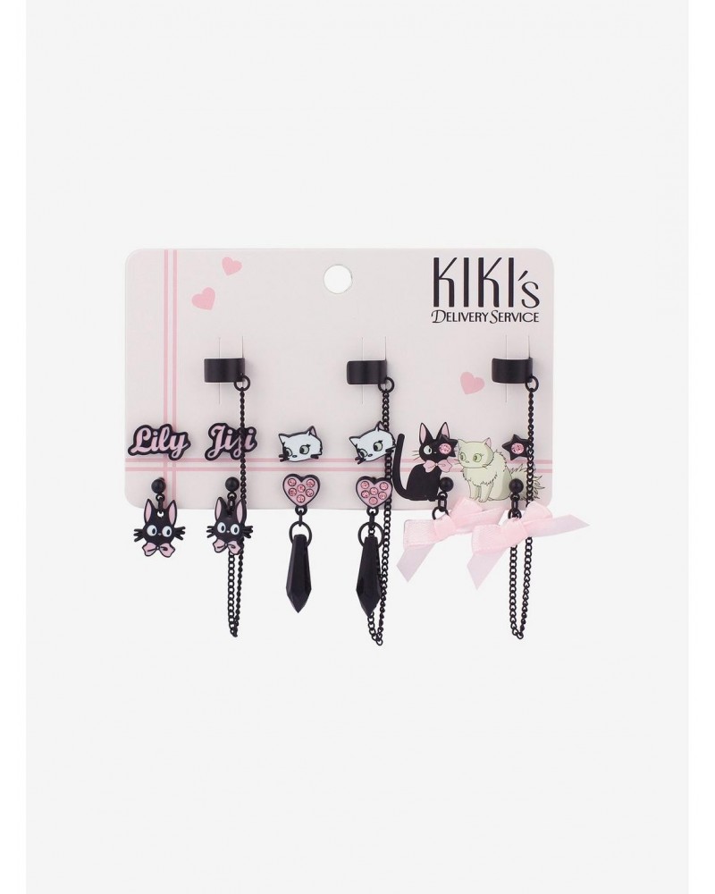 Studio Ghibli Kiki's Delivery Service Jiji & Lily Pink Bow Cuff Earring Set $3.57 Earring Set