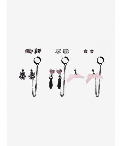 Studio Ghibli Kiki's Delivery Service Jiji & Lily Pink Bow Cuff Earring Set $3.57 Earring Set