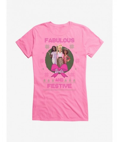 Barbie Fabulous And Festive Ugly Christmas Pattern Girls T-Shirt $9.76 T-Shirts