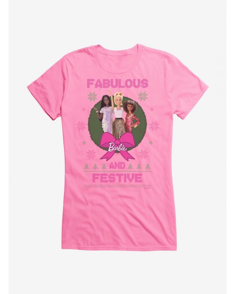 Barbie Fabulous And Festive Ugly Christmas Pattern Girls T-Shirt $9.76 T-Shirts